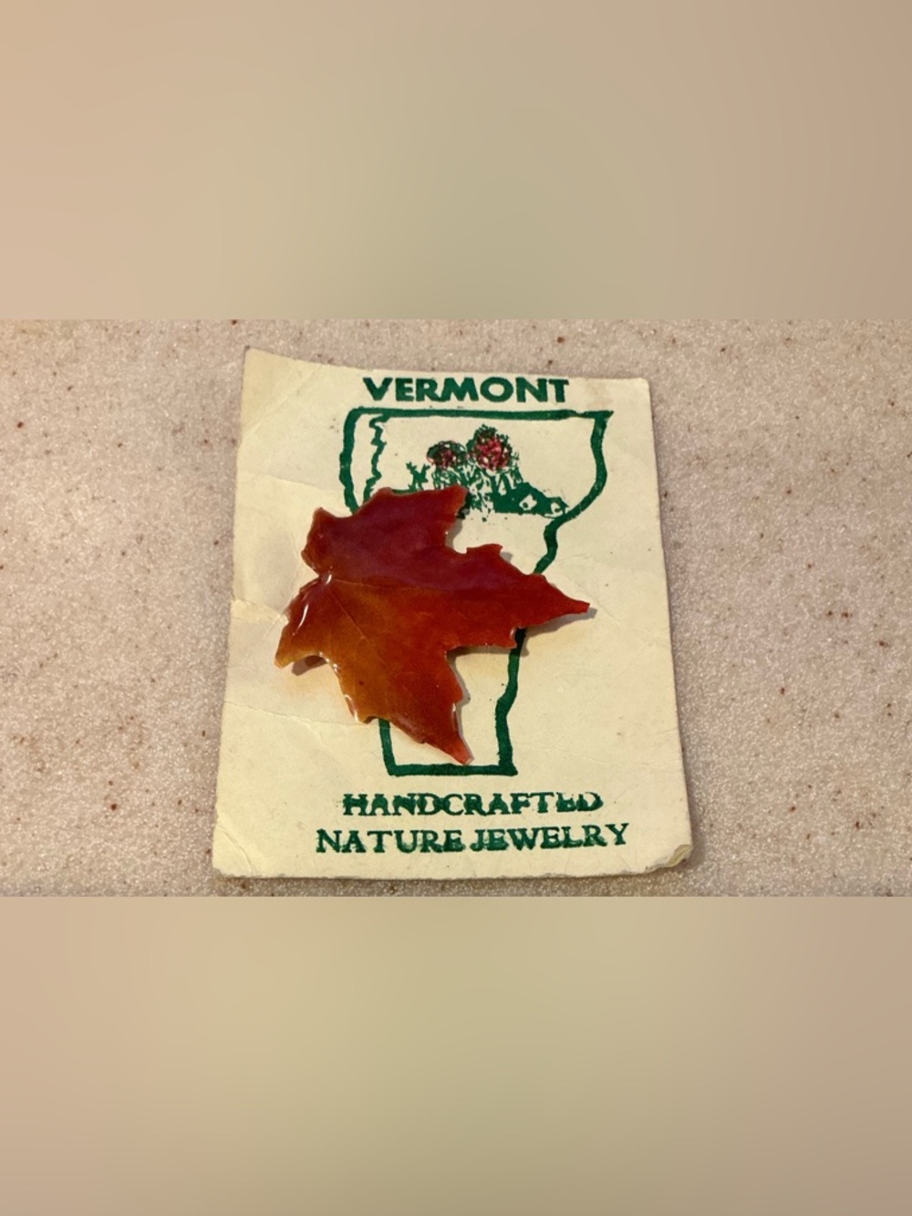 Vermont Handcrafted Maple Leaf Pin - Amber Red